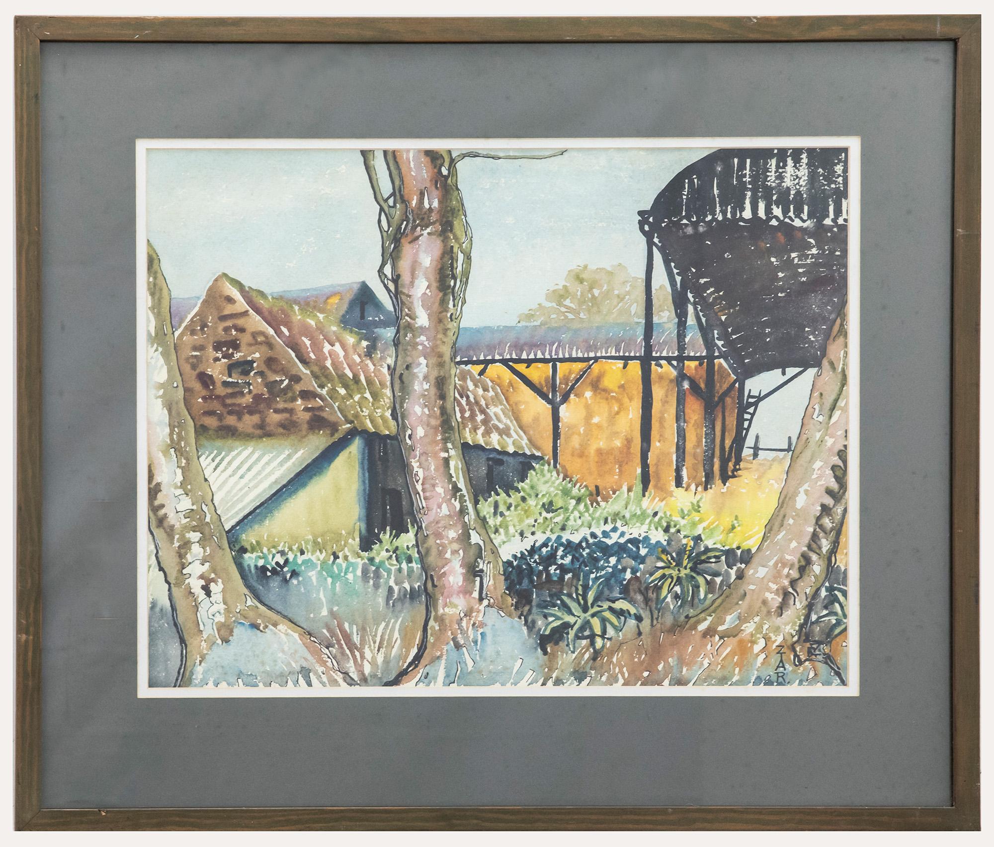 Unknown Landscape Art - Elizabeth Rosemary Ziar (1919-2003) - Framed Watercolour, The Dutch Barn