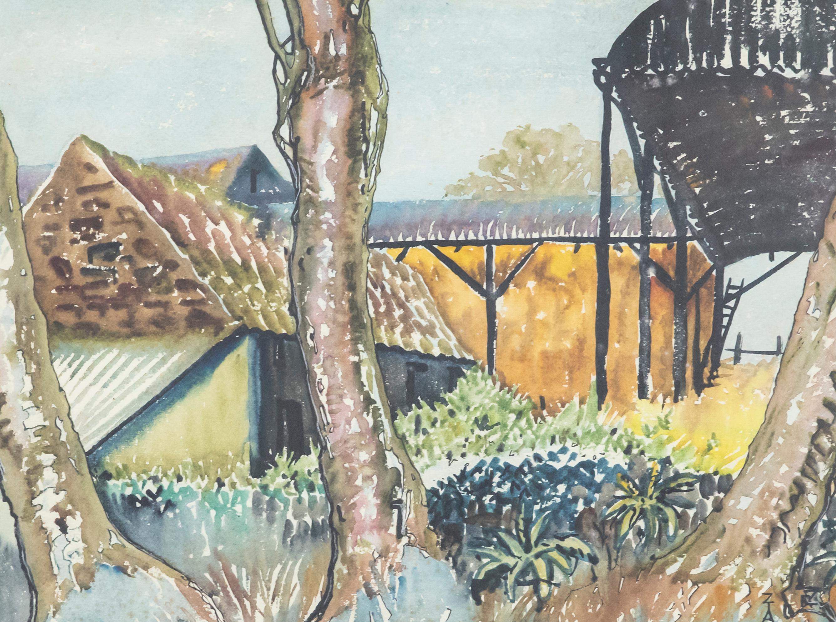 Elizabeth Rosemary Ziar (1919-2003) - Aquarelle encadrée, The Dutch Barn - Art de Unknown
