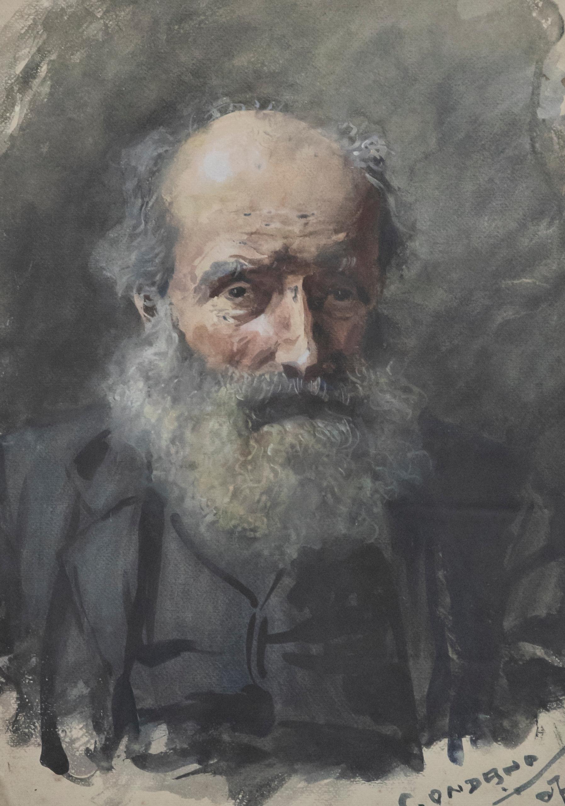 Unknown Portrait -  C. Ondano - 1907 Watercolour, portrait of a Bearded Gentleman