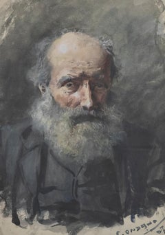  C. Ondano - 1907 Watercolour, portrait of a Bearded Gentleman