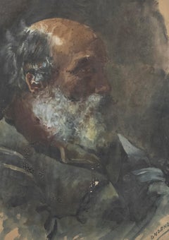  C. Ondano - 1907 Watercolour, Bearded Gentleman in Profile