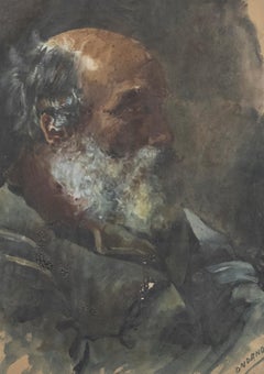 C. Ondano - 1907 Watercolour, Bearded Gentleman in Profile