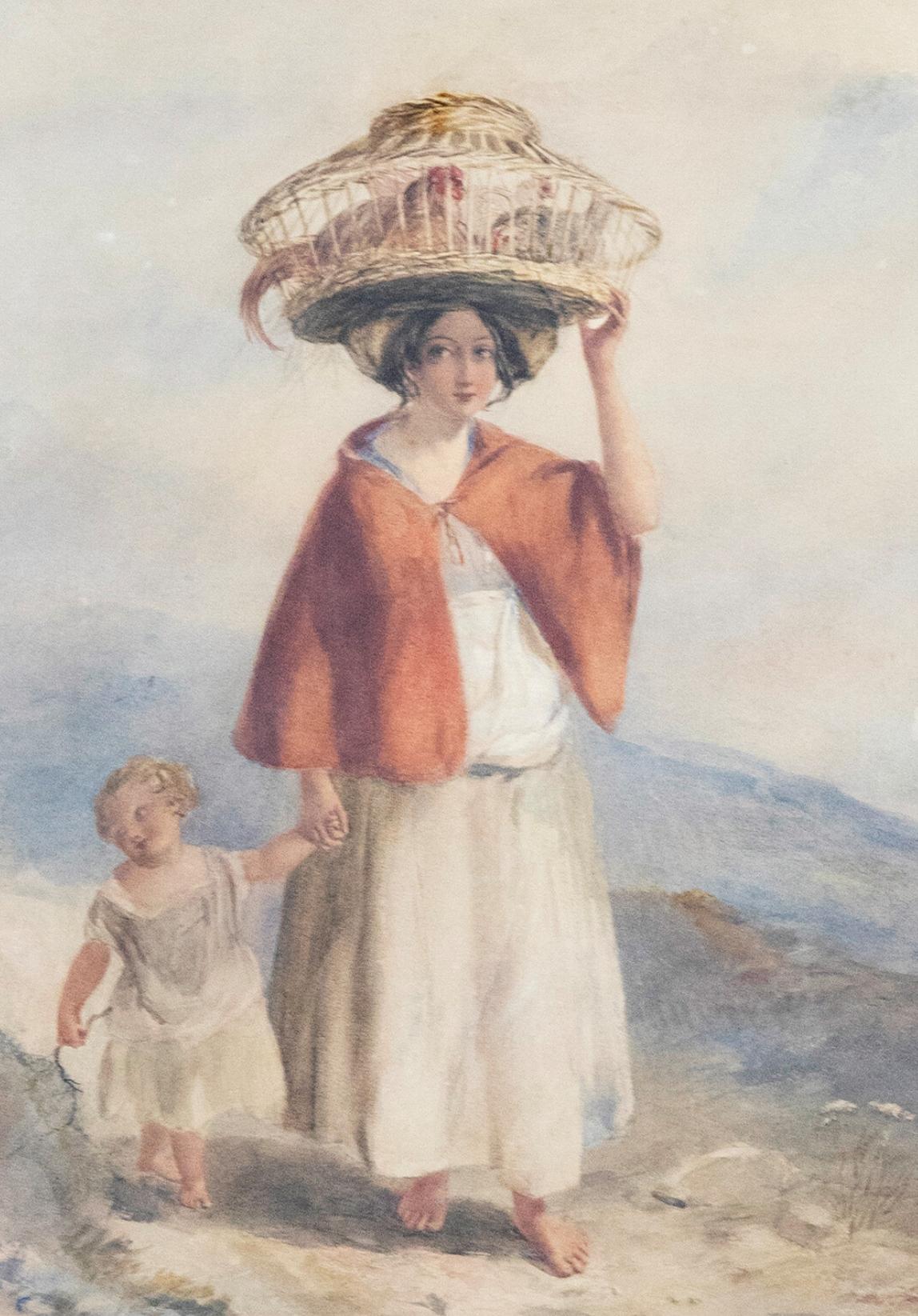 Paul Falconer Poole (1807-1879) - Acuarela, Viajando al mercado 1