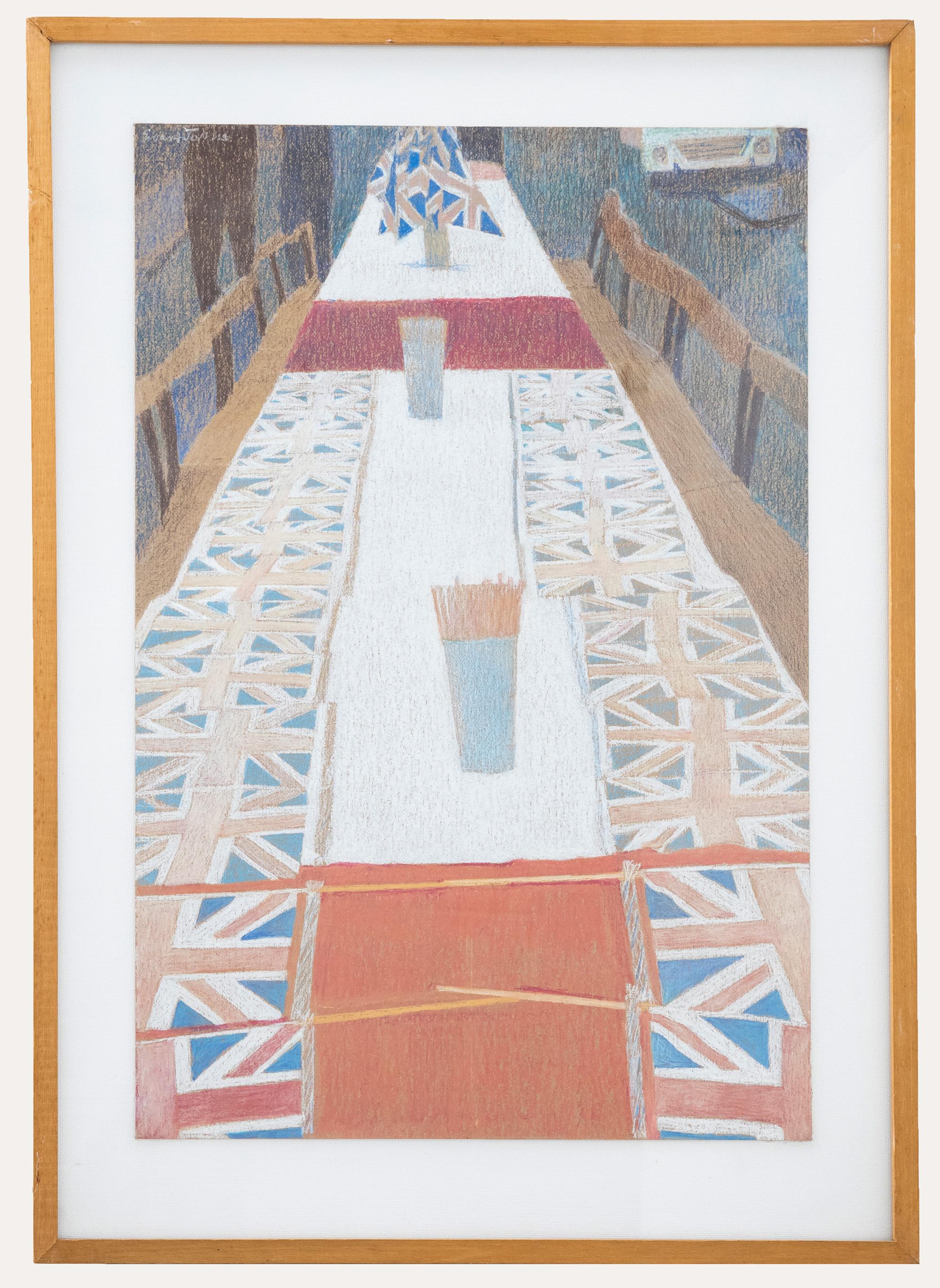 Ewart Johns (1923-2013) - 1977 Pastel, Jubilee Tea Table