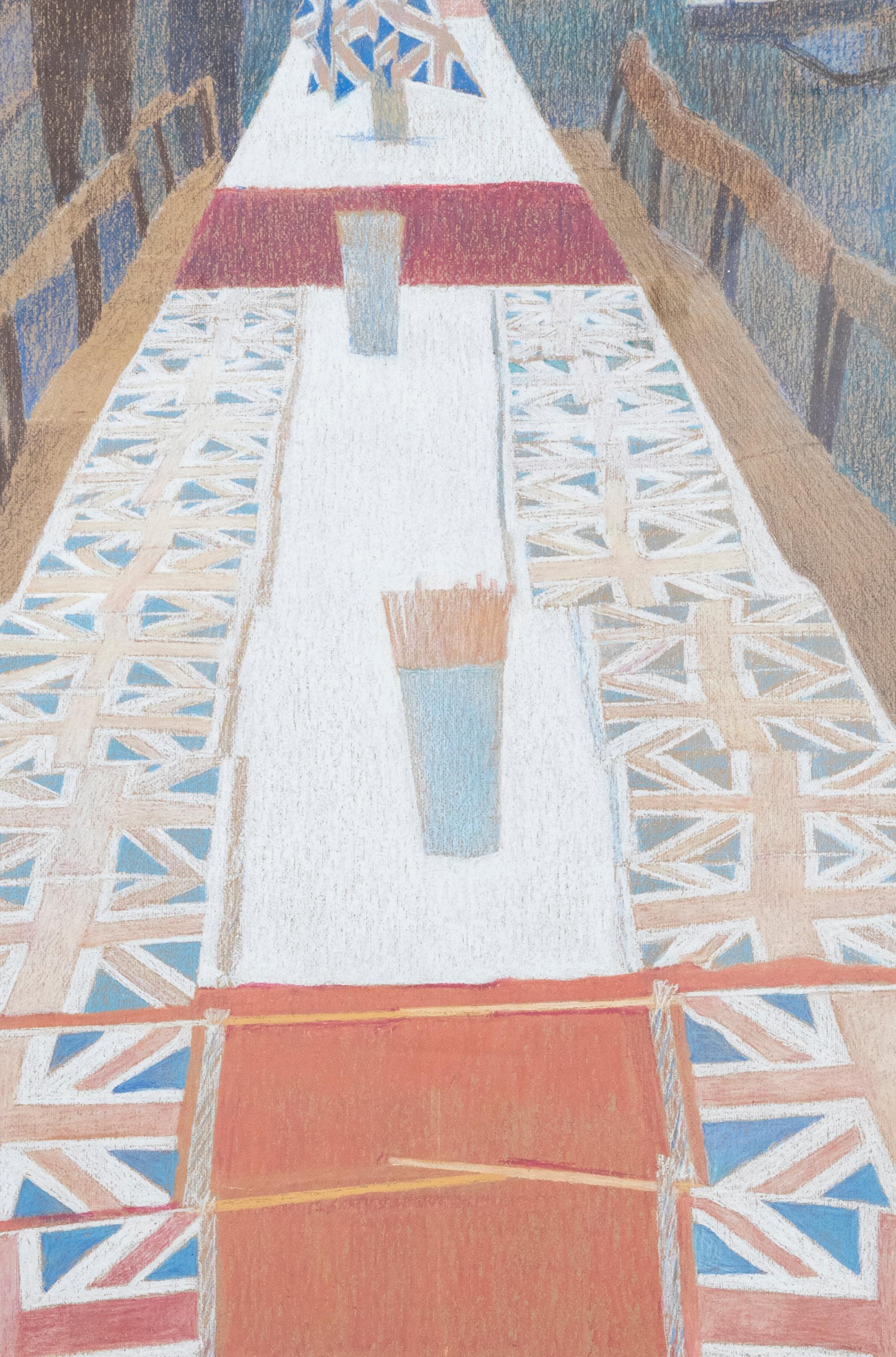 Ewart Johns (1923-2013) - 1977 Pastel, Jubilee Tea Table For Sale 1