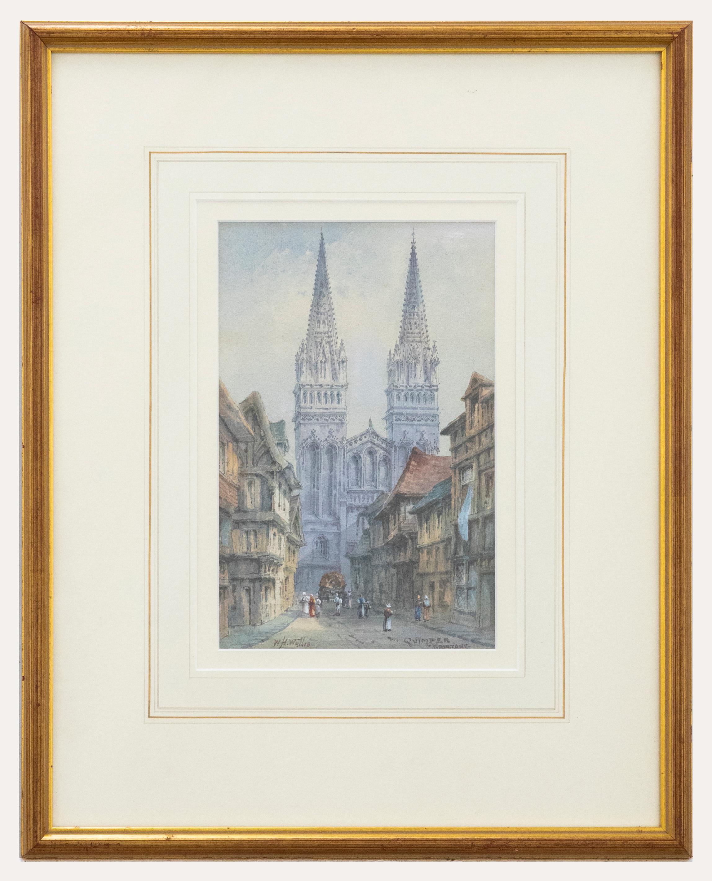 Unknown Landscape Art - William H. Wallis - Framed Late 19th Century Watercolour, Quimper, Brittany