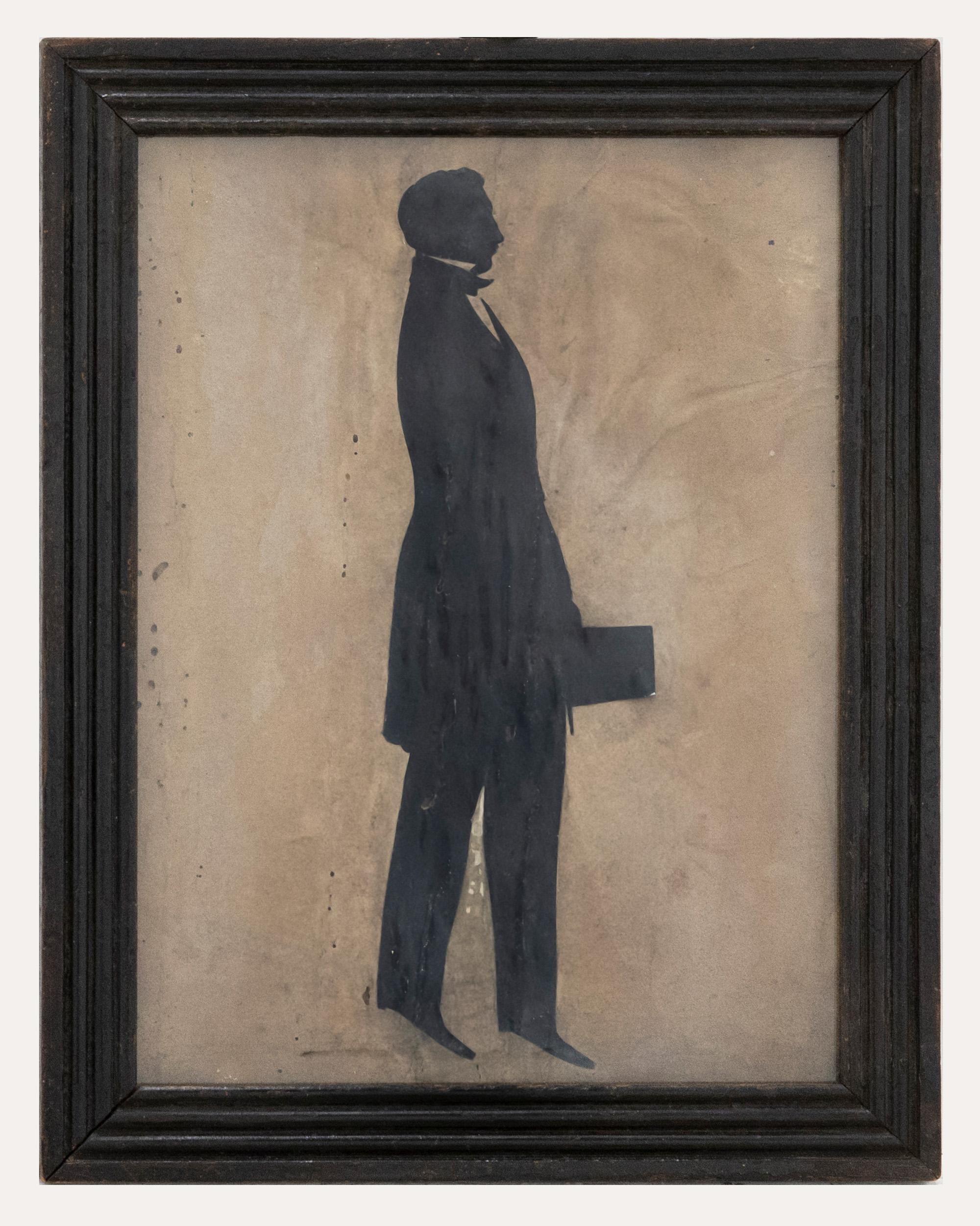 Full Length  Early 19th Century Cut Paper Silhouette - Well Dressed Man - Art by Unknown