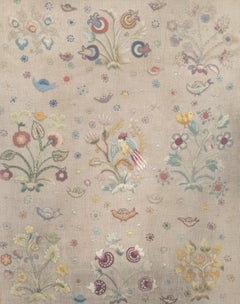 Framed 19th Century Embroidery - Floral Sampler