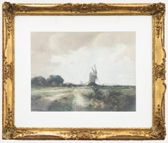 William Tatton Winter RBA (1855-1928) - Watercolour, Grazing by the Windmill