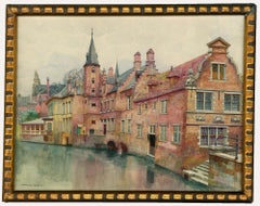 Charles Cerny (1892-1965) - 1925 Watercolour, Bruges Street Scene