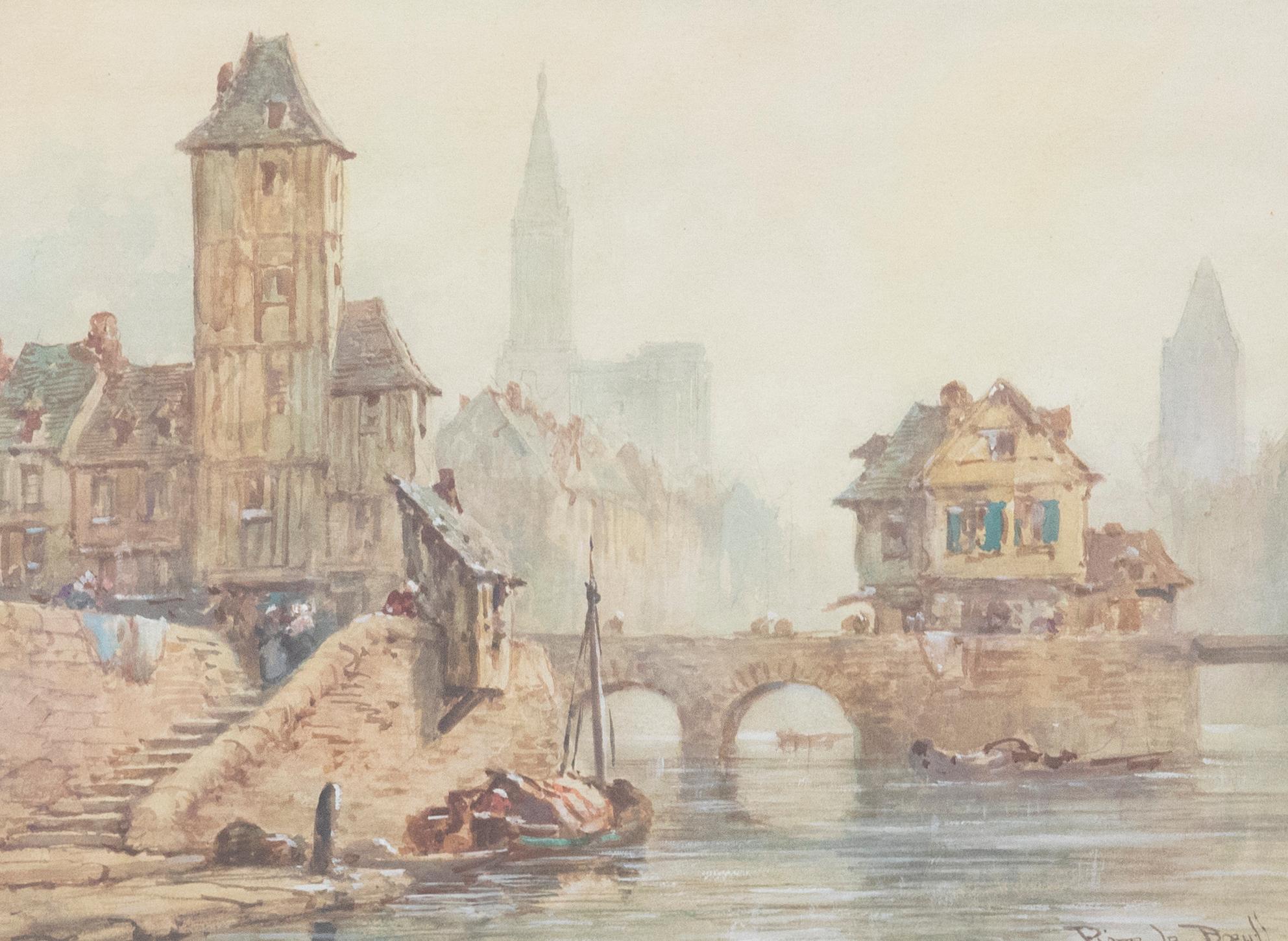 Pierre Le Boeuff (fl.1899-1920) - Early 20th Century Watercolour, City of Angers For Sale 1