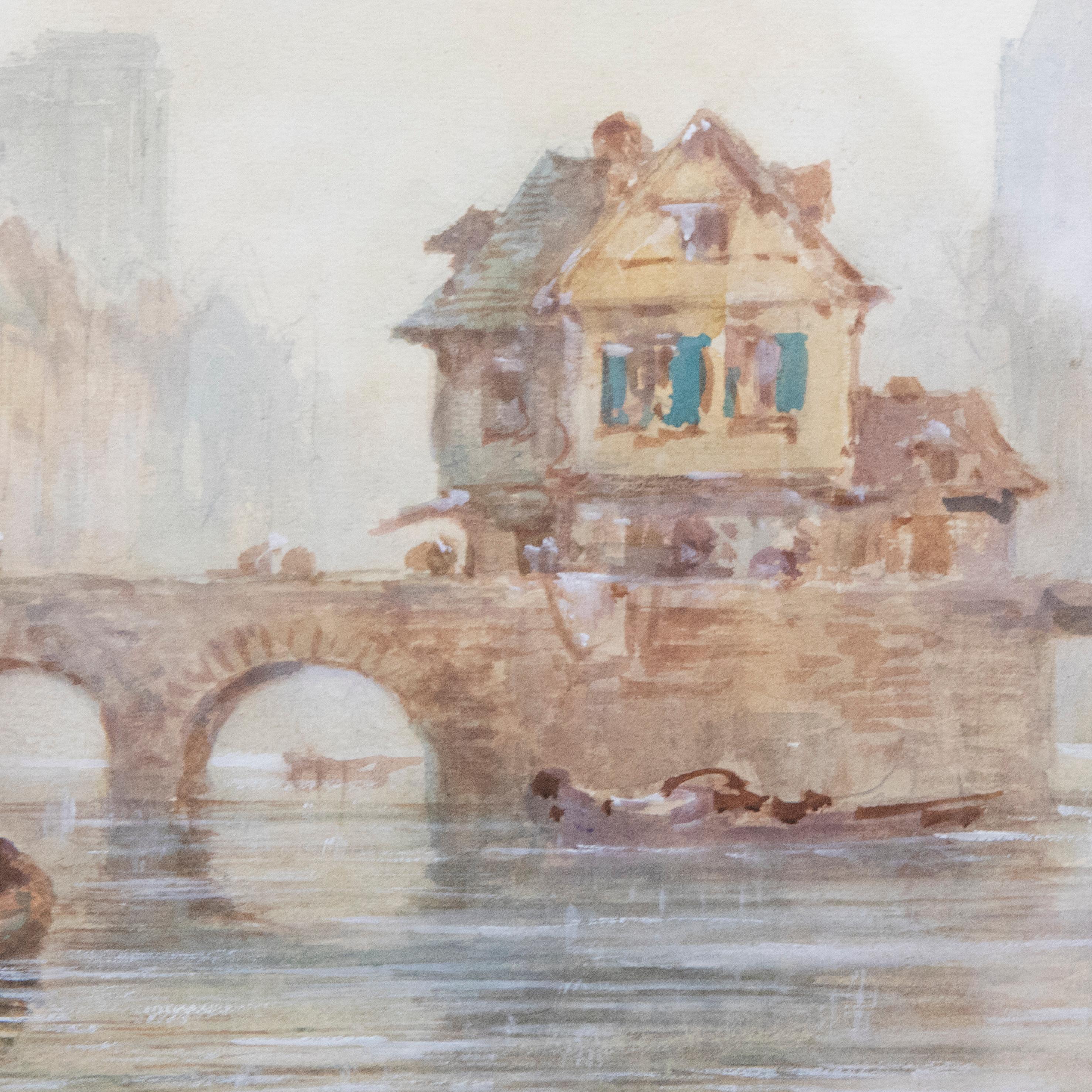 Pierre Le Boeuff (fl.1899-1920) - Early 20th Century Watercolour, City of Angers For Sale 3