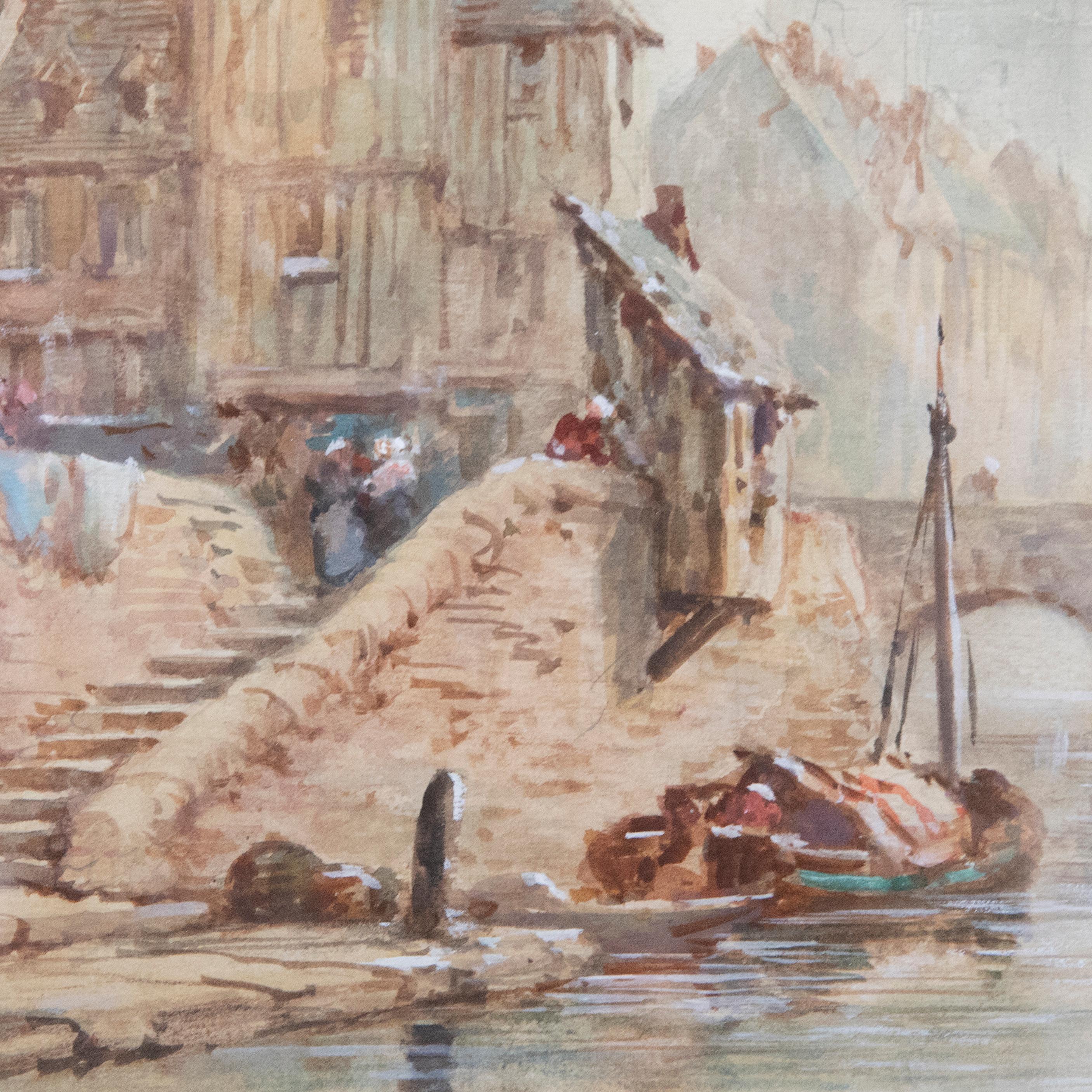 Pierre Le Boeuff (fl.1899-1920) - Early 20th Century Watercolour, City of Angers For Sale 4