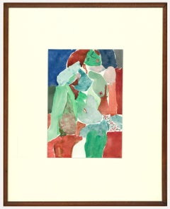 Ewart Johns (1923-2013) - 1990 Watercolour, Seated Figure, Greens & Reds