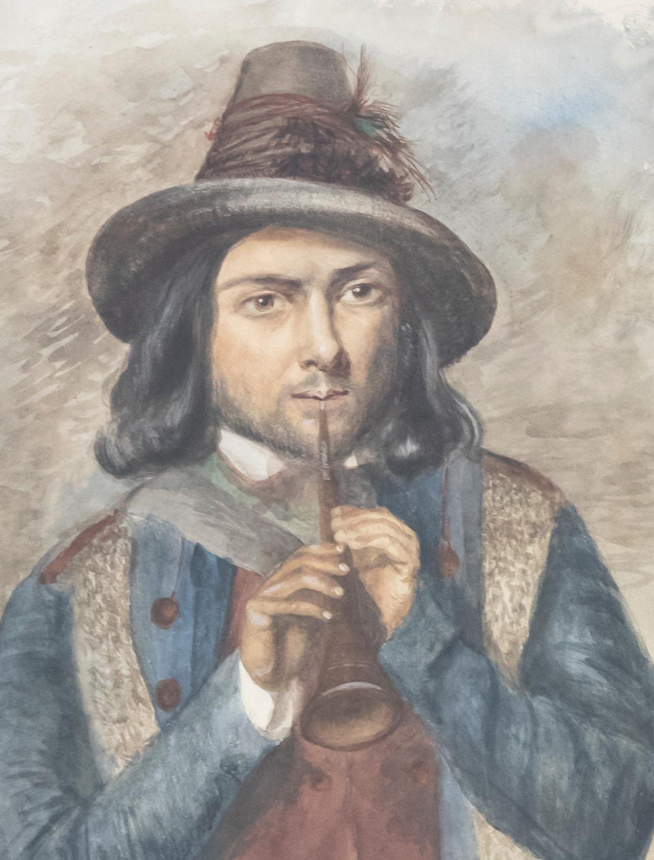 Aquarelle du début du 20e siècle - Le ménestrel - Art de Unknown
