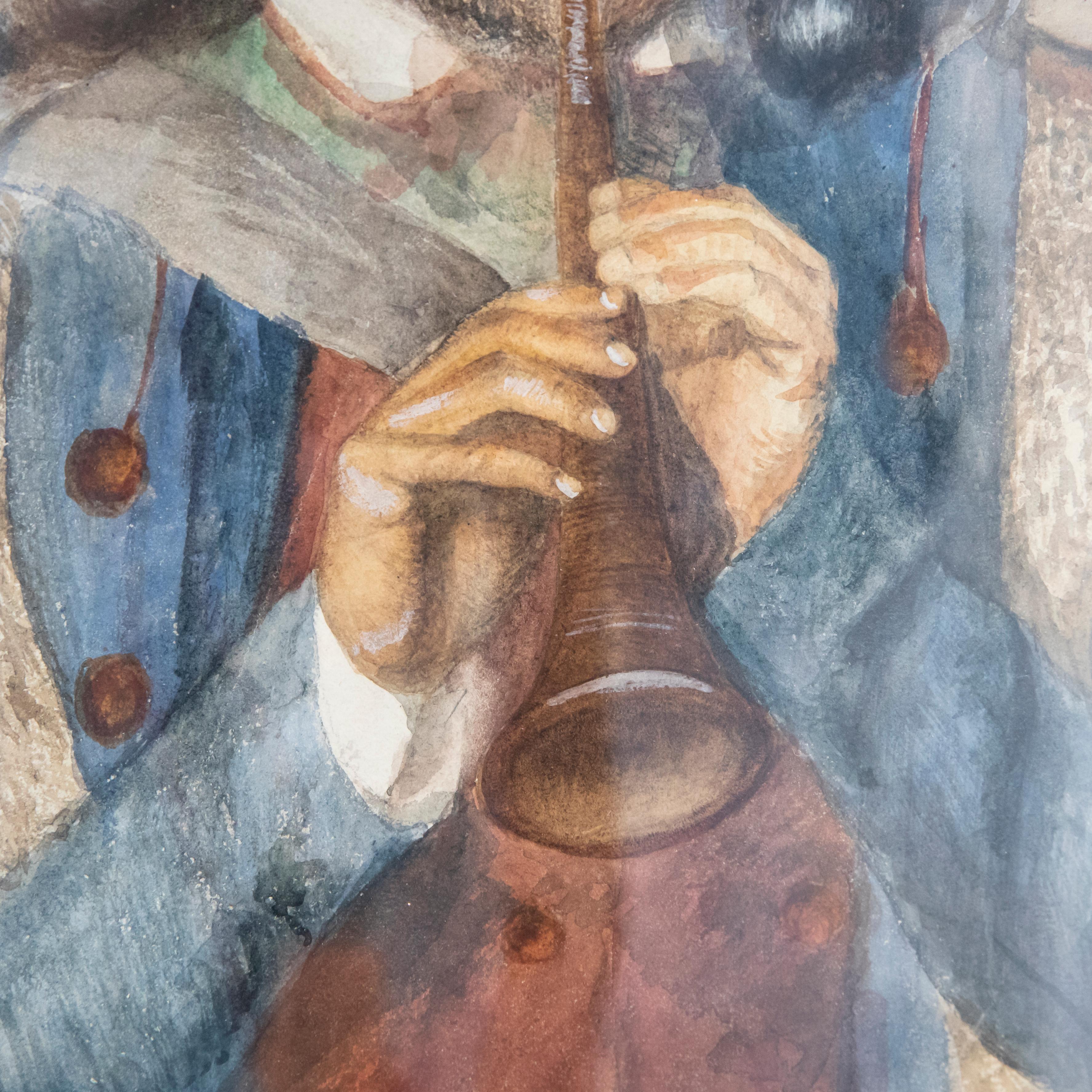 Early 20th Century Watercolour - The Minstrel For Sale 2