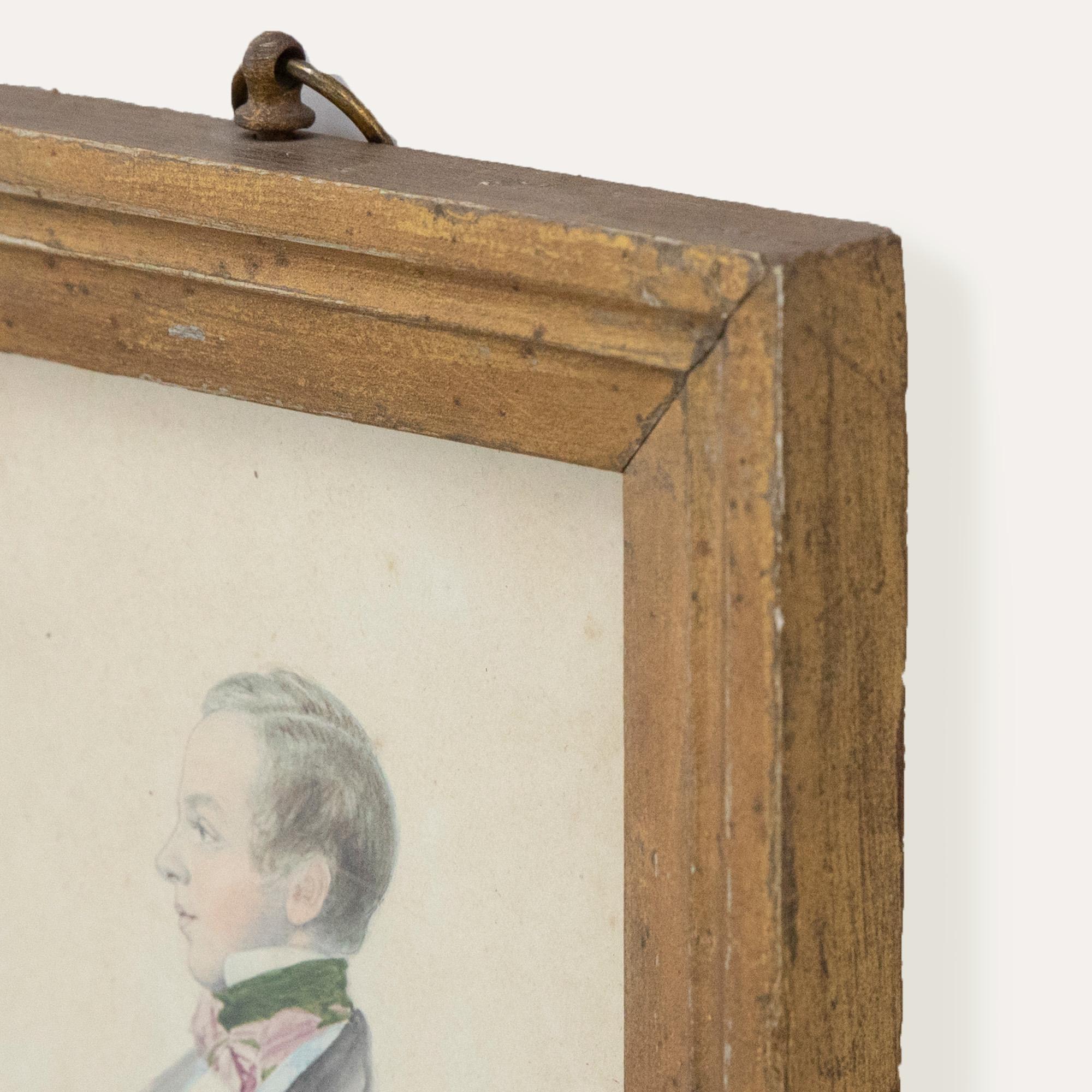 19th Century Watercolour - Man In A Green Cravat For Sale 2