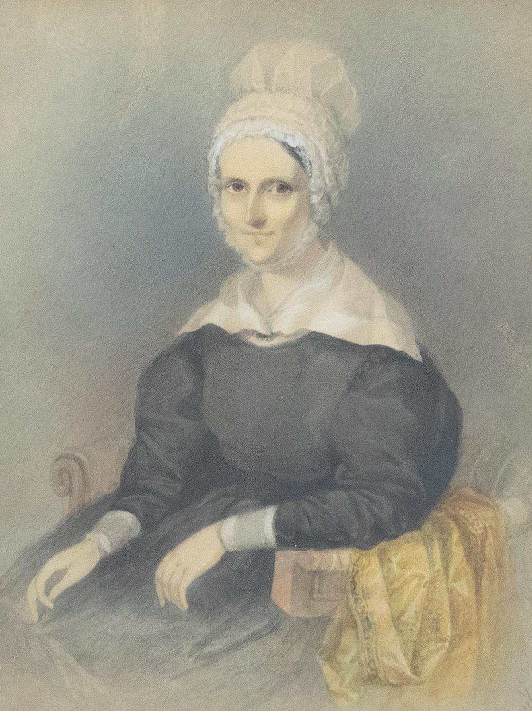 Emily Scott  - 19th Century Watercolour, Lady in a Lace Bonnet - Art by Unknown