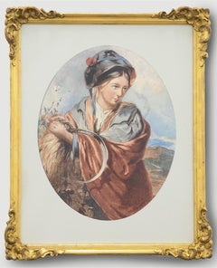 Antique English School Mid 19th Century Watercolour - The Field Worker