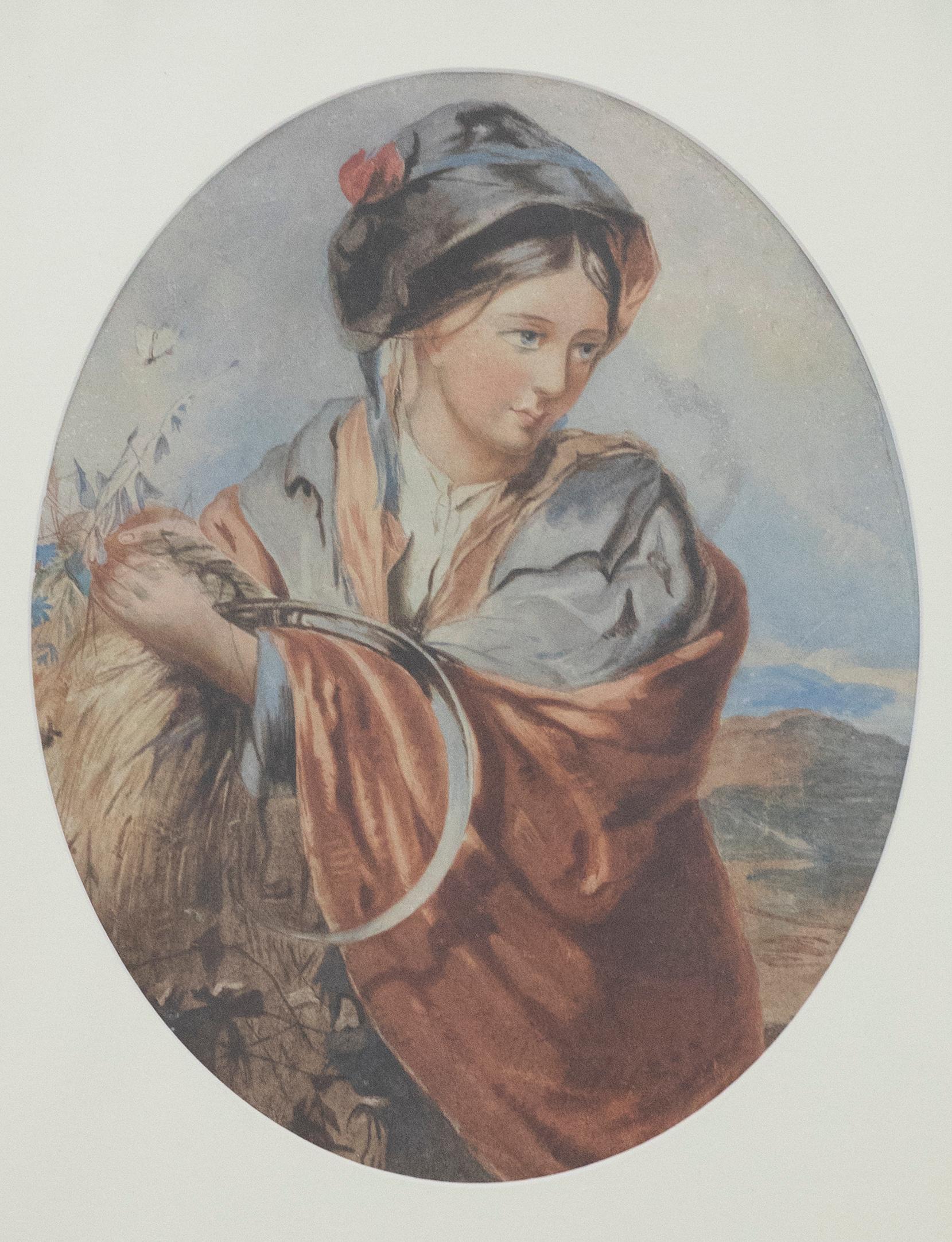 English School Mitte des 19. Jahrhunderts Aquarell - The Field Worker – Art von Unknown