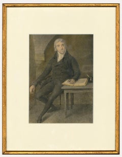 Framed 19th Century Watercolour - Portrait of a Scholarly Gentleman