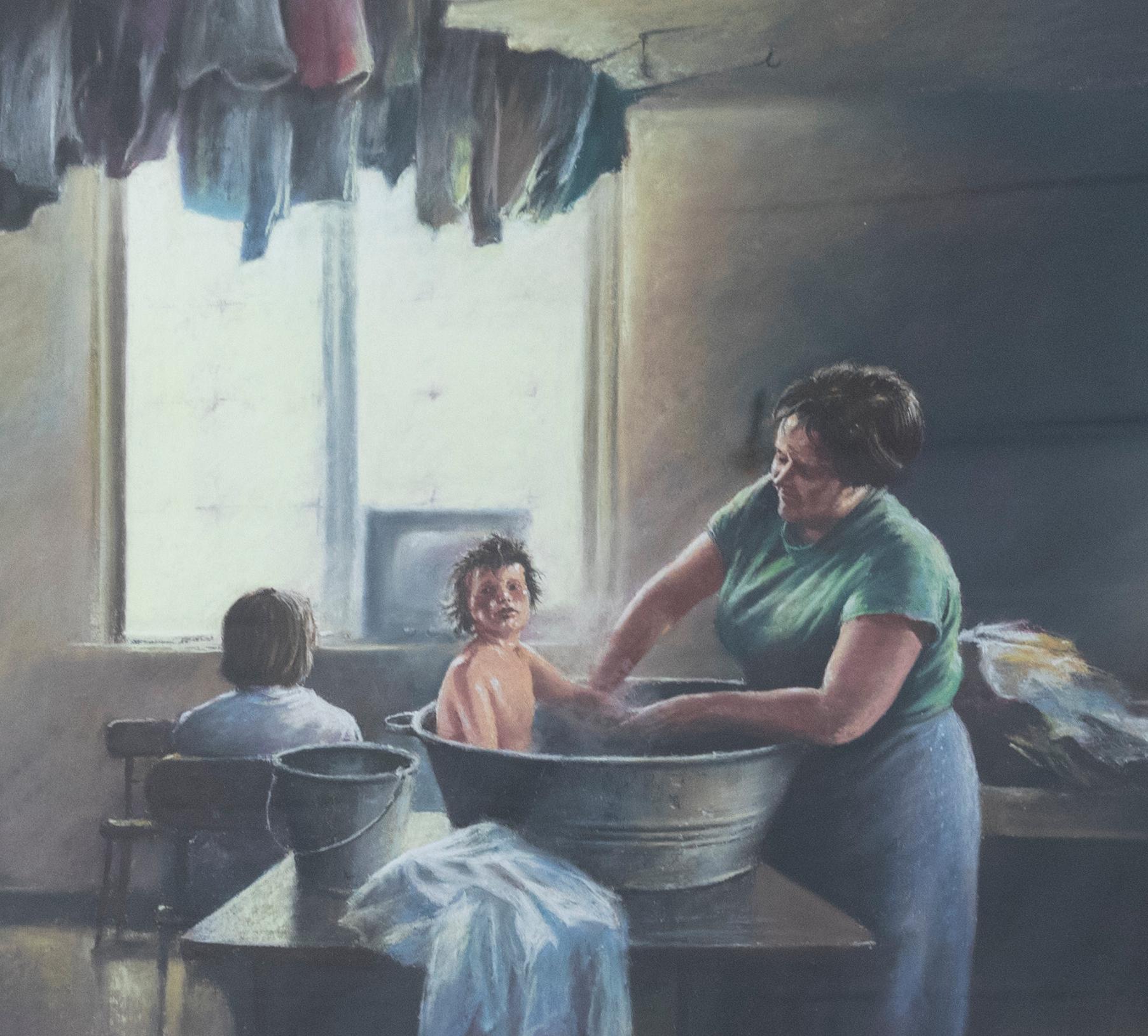 John Seery-Lester (b.1945) - 1979 Pastel, The Tin Bath - Art by Unknown