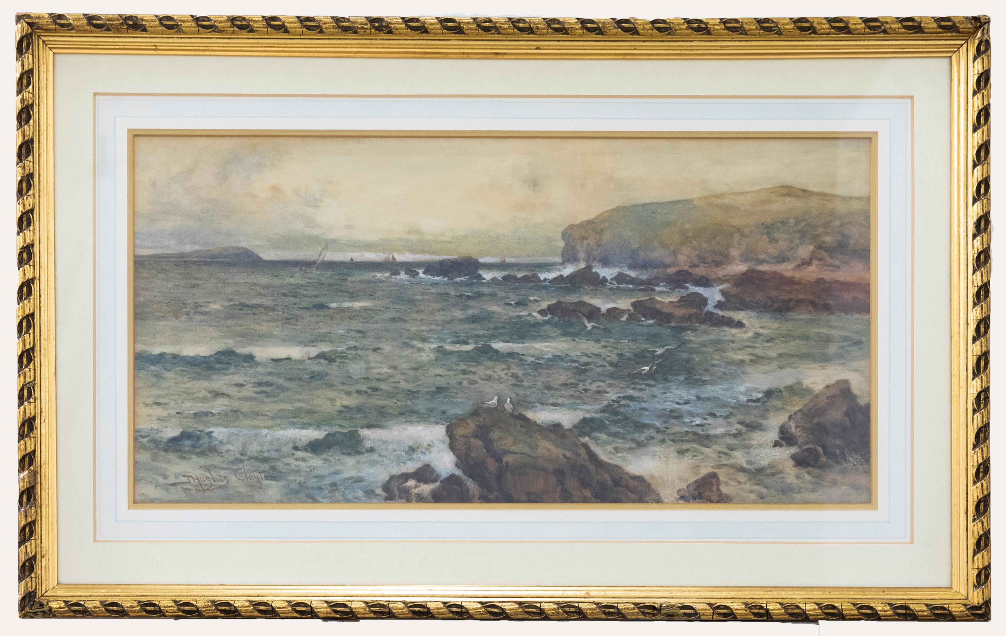 Unknown Figurative Art - Joseph H. Clayton (fl.1891-1929) - Framed Watercolour, Sailing Round Headland