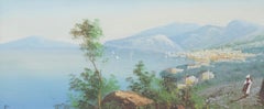 Maria Gianni (1873-1956) - Encadrée - Gouache du début du 20e siècle, La baie de Naples