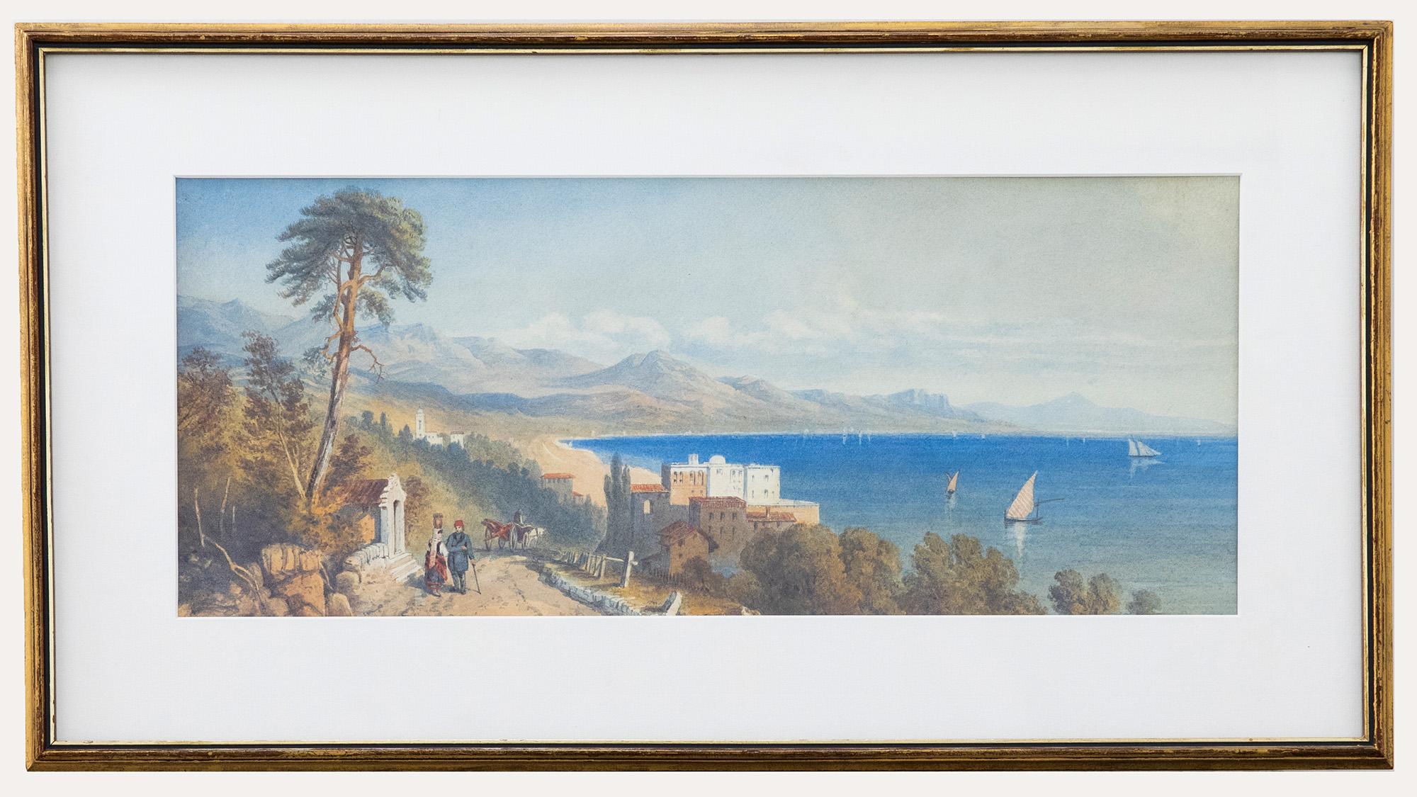 Framed 19th Century Watercolour - The Bay of Naples