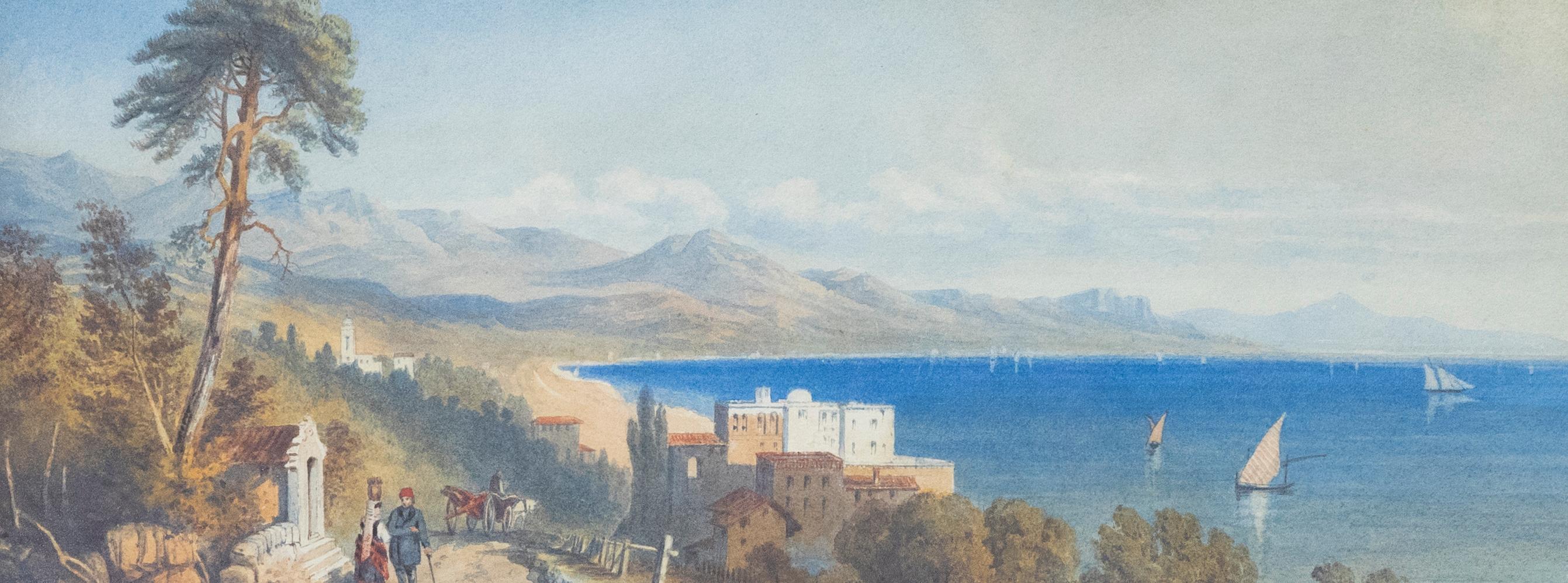 Framed 19th Century Watercolour - The Bay of Naples - Art by Unknown