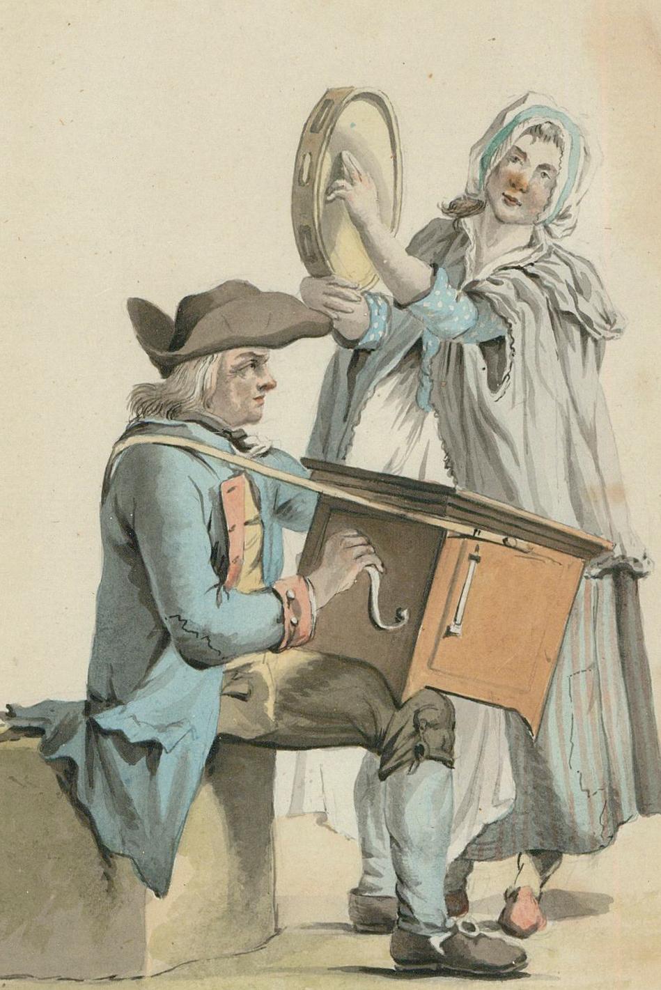 Acquerello del XIX secolo, Musicisti di strada - Art di Unknown
