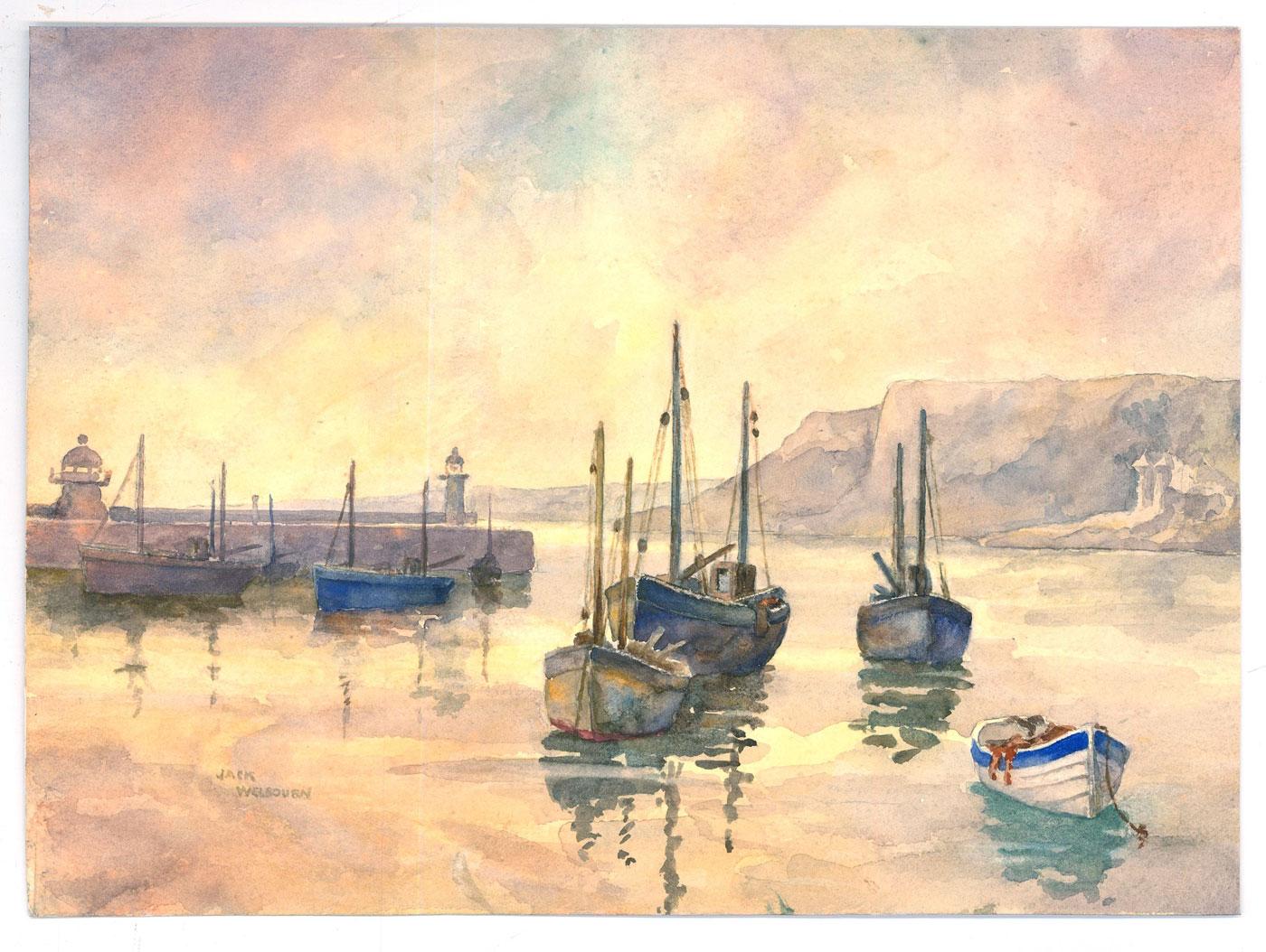 Jack Welbourne - 20th Century Watercolour, Fishing Boats Near St Ives - Art by Unknown