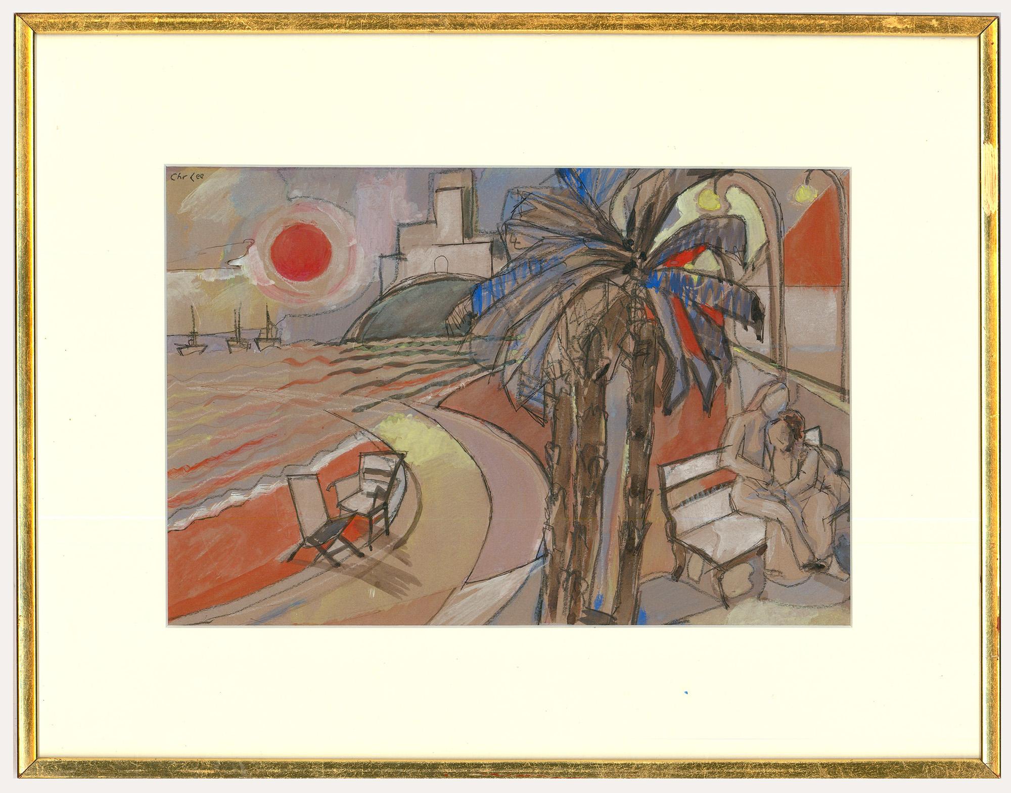 Charles Lee - 20th Century Watercolour, Love at the Riviera For Sale 2