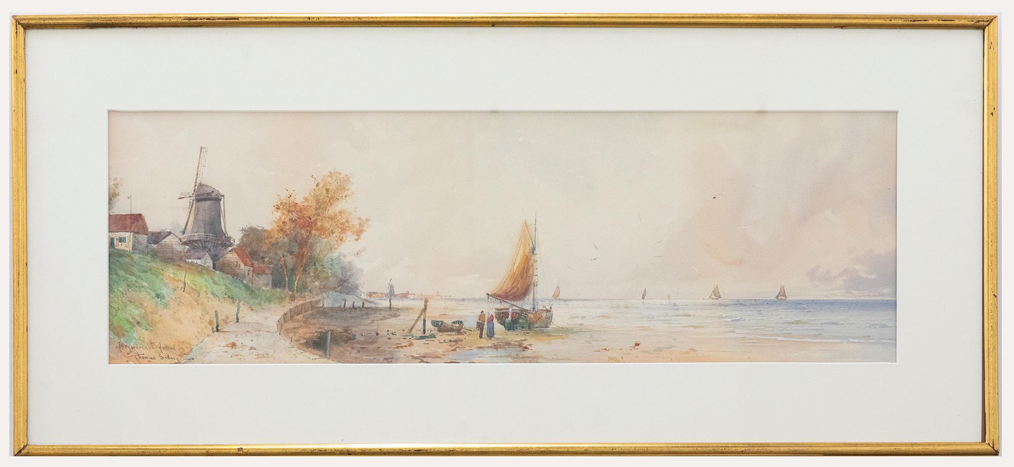 Thomas Sidney Cooper Figurative Art - Thomas Sidney - Framed Early 20th Century Watercolour, Seascape off Dordrecht