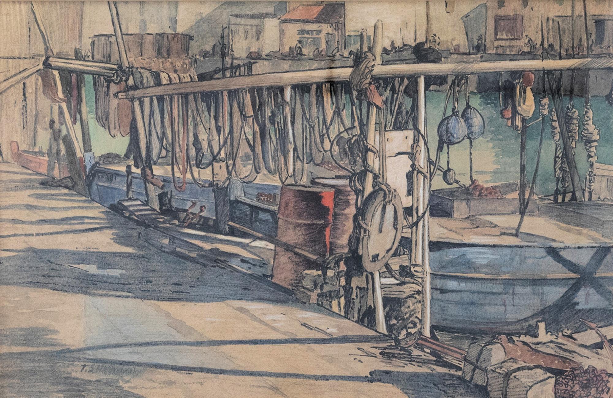 Thomas Symington Halliday (1902-1998) - Framed Watercolour, Ropes & Rigs For Sale 1