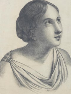 Early 19th Century Charcoal Drawing - Daydreaming