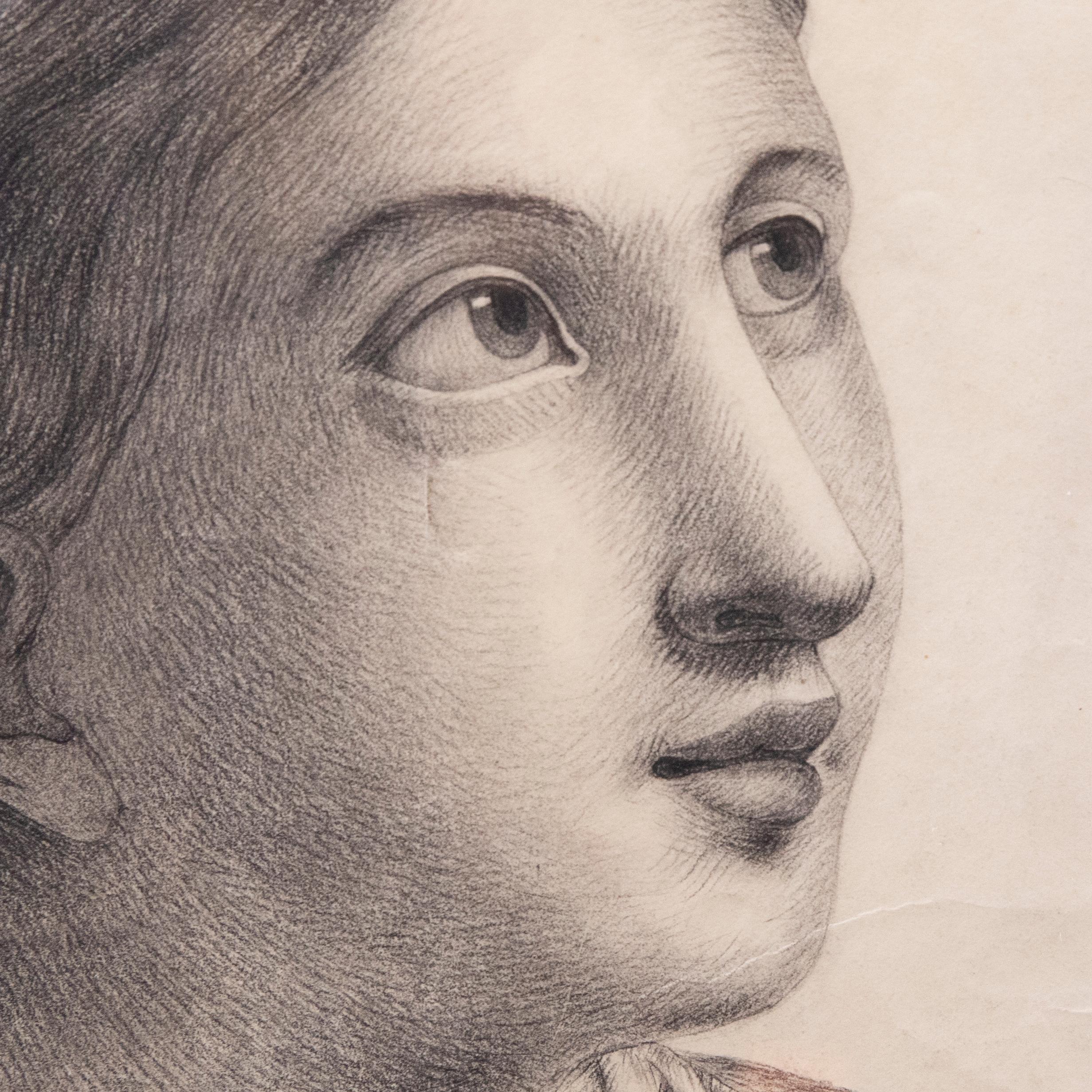 Early 19th Century Charcoal Drawing - Daydreaming For Sale 1