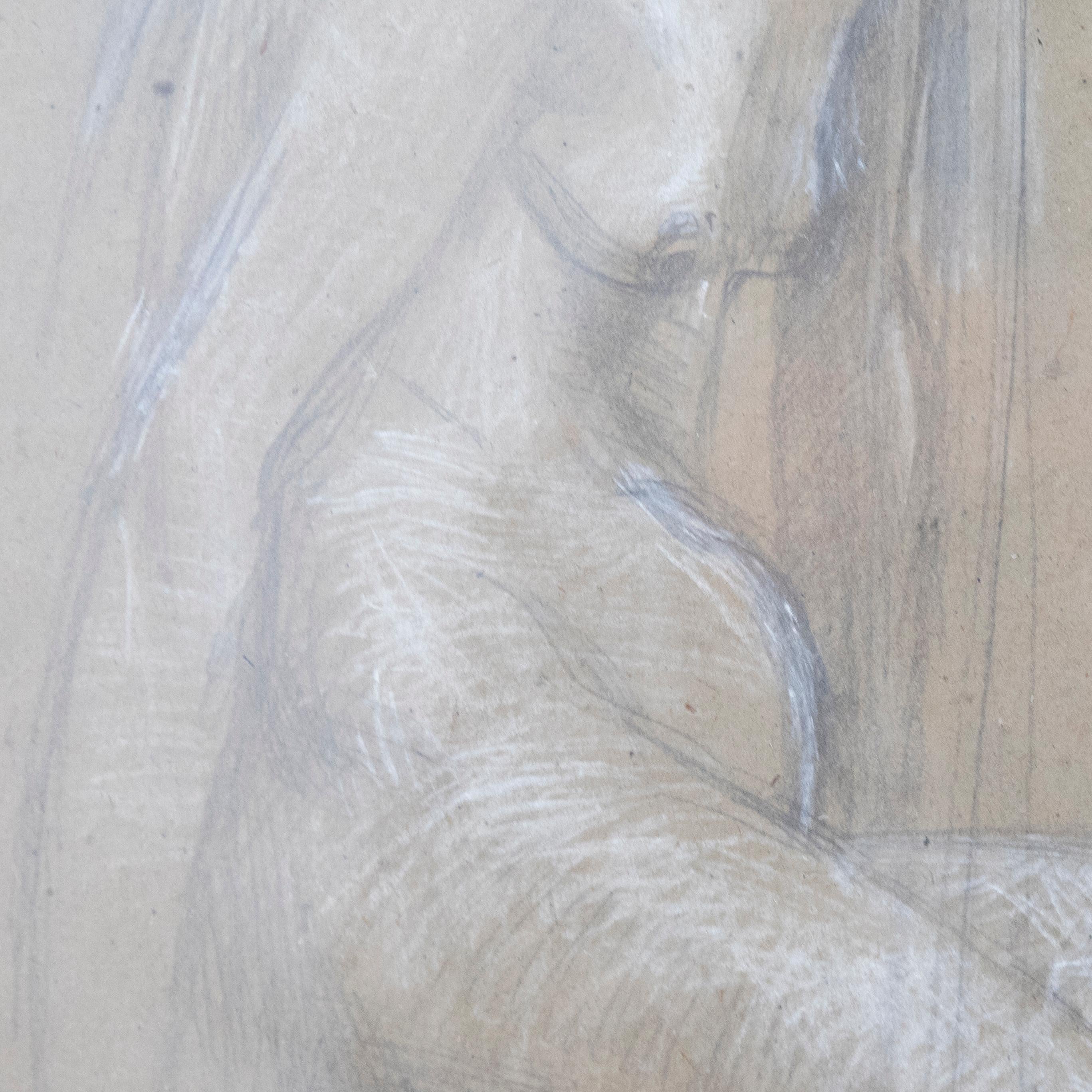 Ewart Johns (1923-2013) - 1958 Dessin au graphite, Femme assise, nue