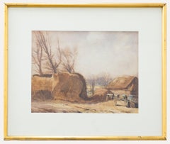 Framed Early 20th Century Watercolour - Break at the Yard