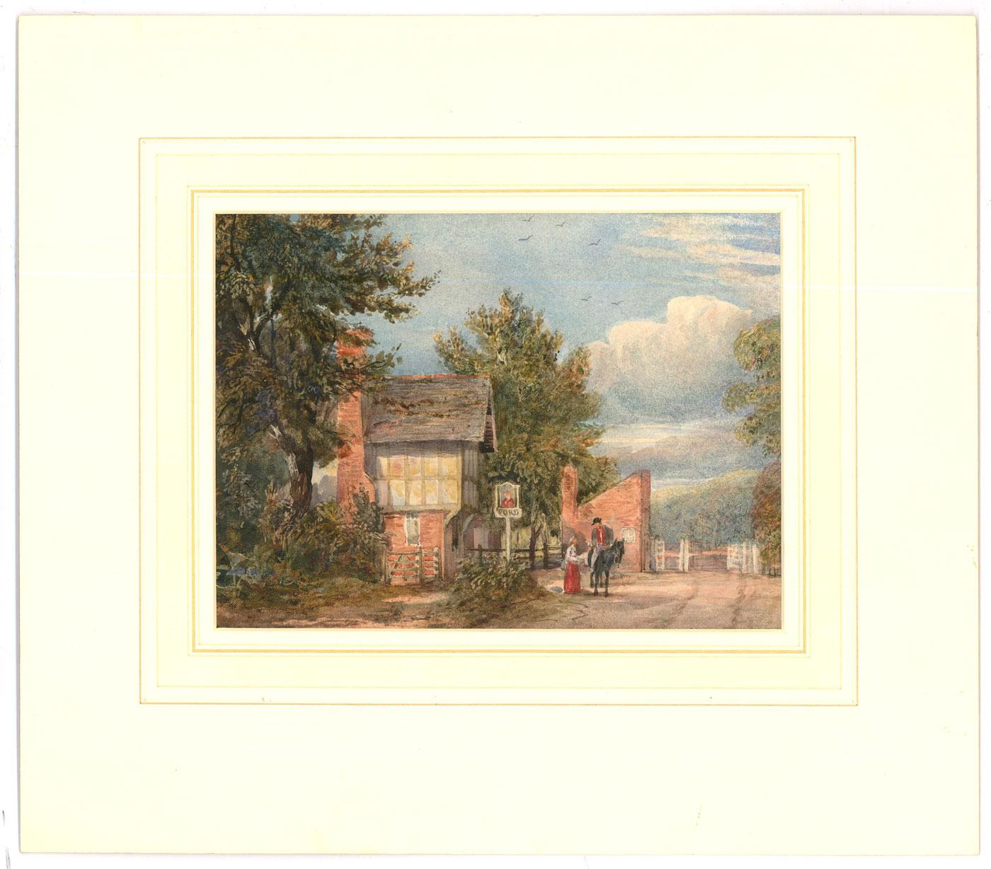 Mid 19th Century Watercolour - A Stop at the Inn - Art by Unknown