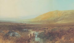 John Shapland (1865-1929) - Aquarelle encadrée, Moorland Grazing