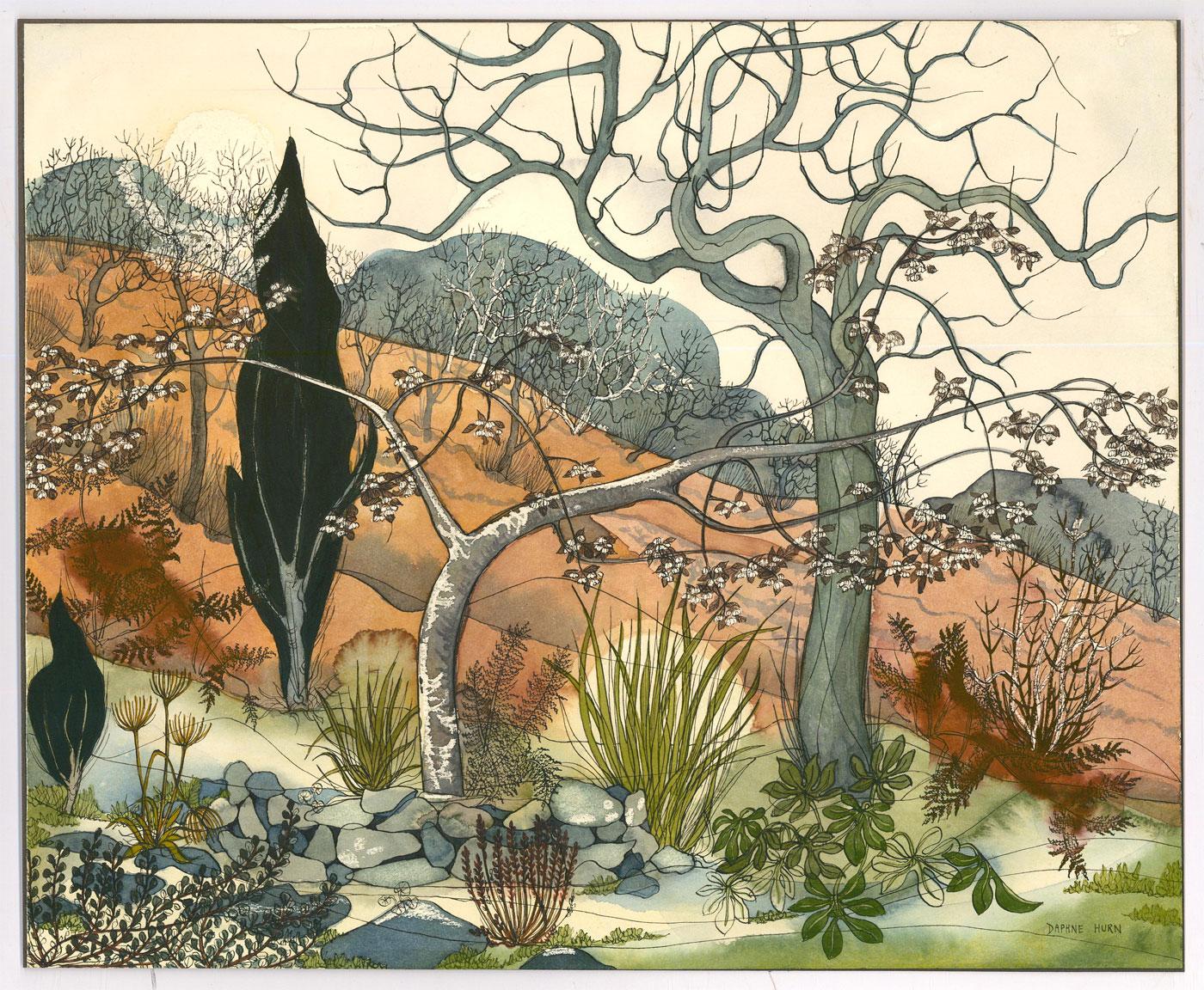 Daphne Hurn – Aquarell des 20. Jahrhunderts, erste Zeichen des Frühlings 1