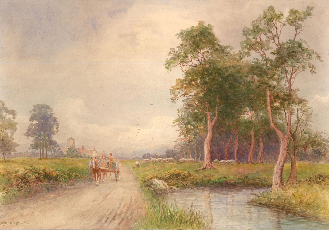 Unknown Landscape Art - Arthur Wallis Mills (1876-1940) - Watercolour, Near Blaydon, Oxford