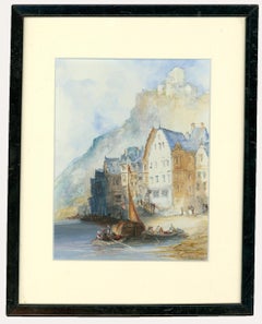 Charles Edmund Rowbotham (1856-1921) – Gerahmtes Aquarell, Schloss auf dem Cliff