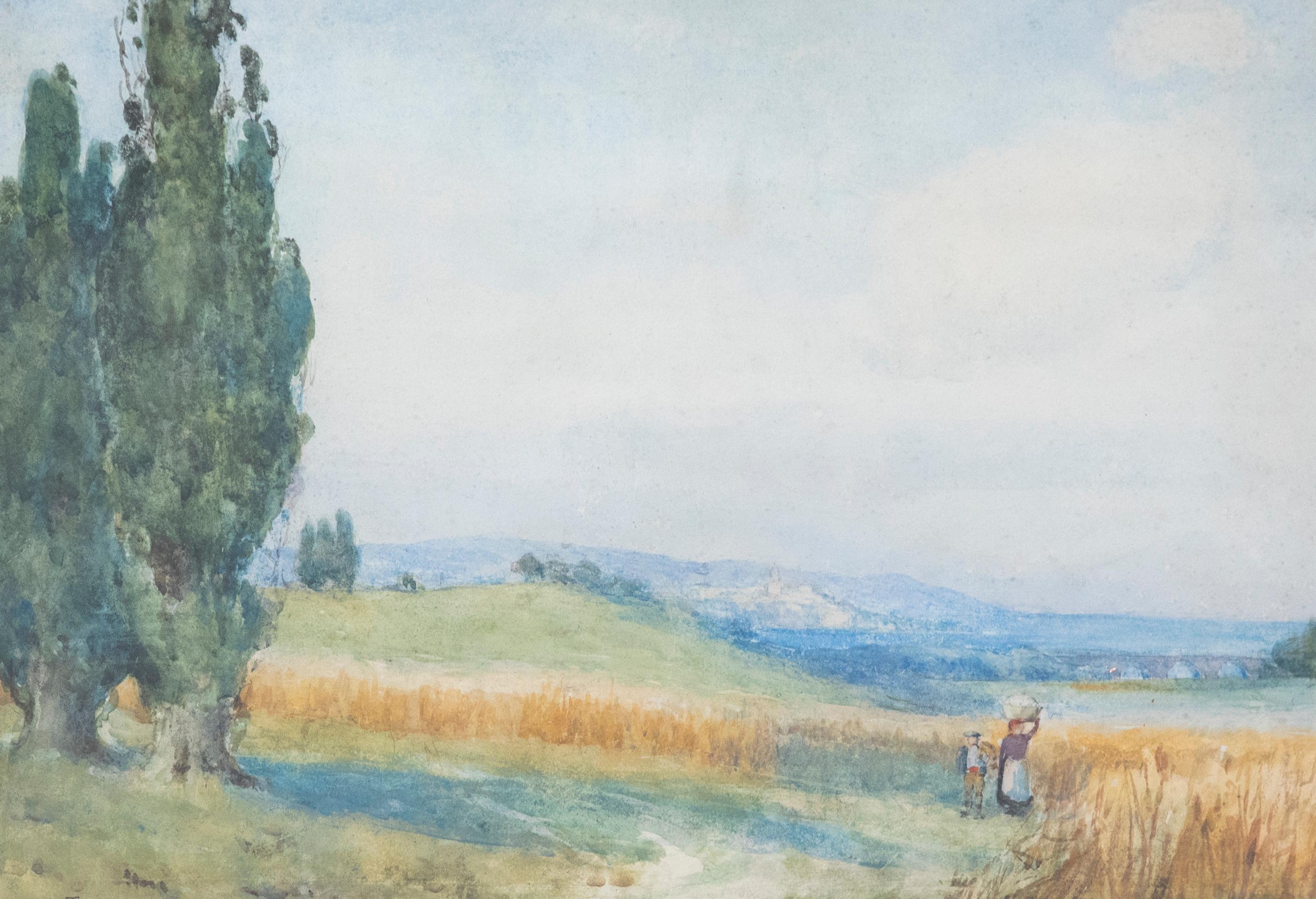 Walter Burroughs-Fowler RBA (1860-1930) - Acquerello, Irun Spagna con figure - Art di Unknown