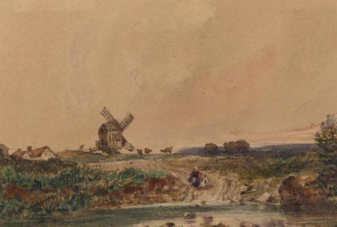 Charles G. Davidson RWS (1820-1902) - Framed Watercolour, The Little Windmill - Art by Charles Grant Davidson RWS