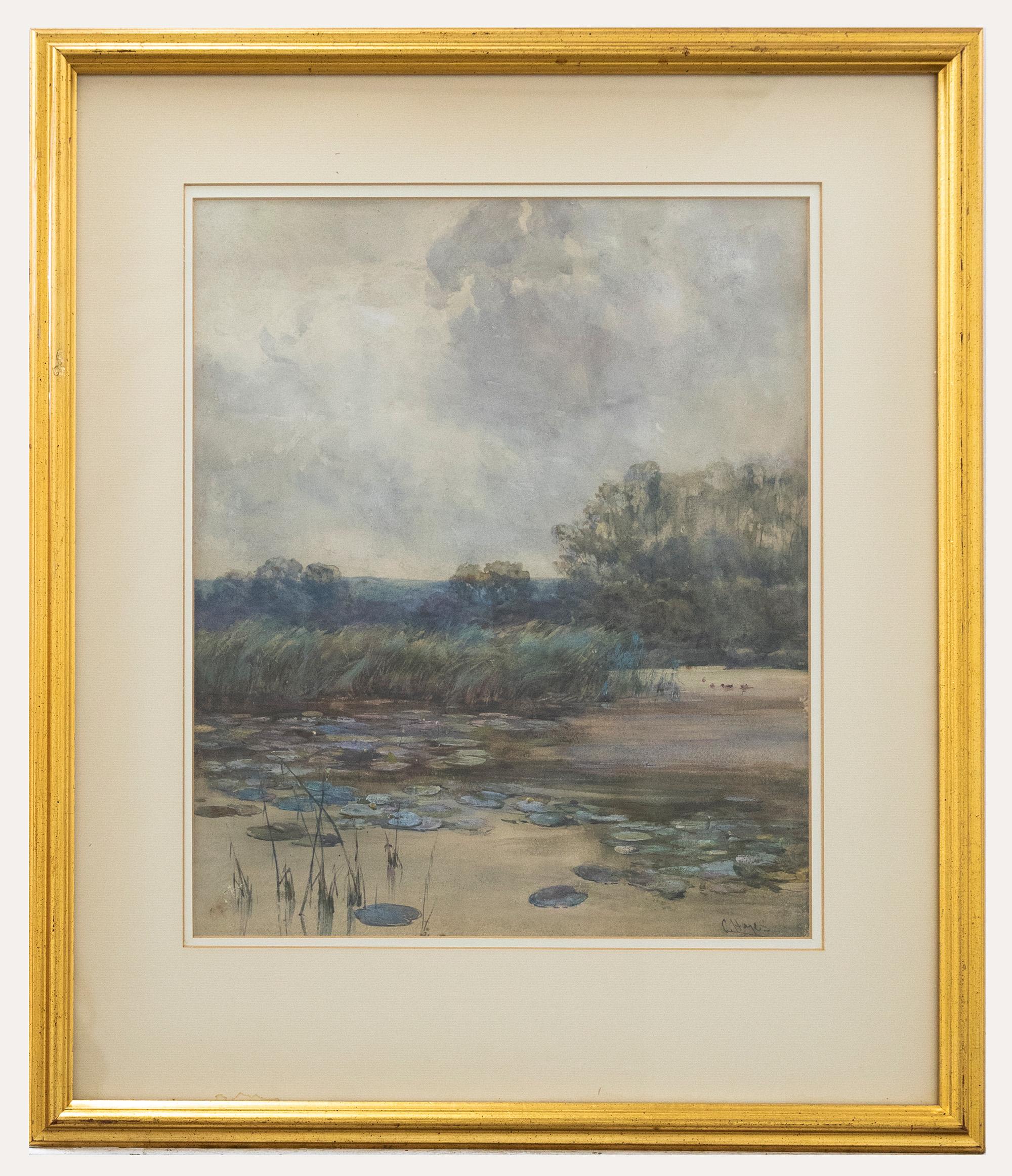 Claude Hayes RI ROI RWS Landscape Art - Claude Hayes RI ROI (1852-1922) - Watercolour, A Quiet Backwater