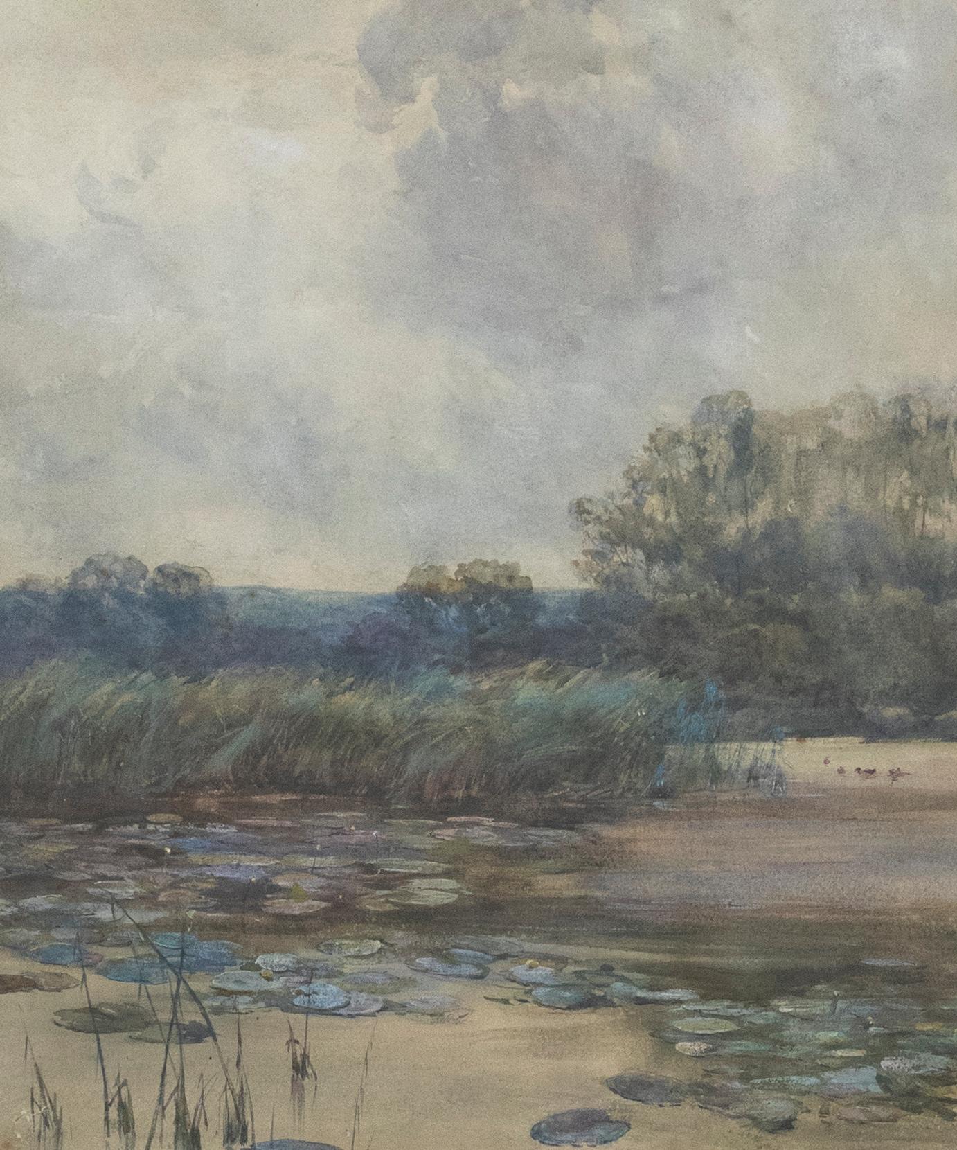 Claude Hayes RI ROI (1852-1922) - Watercolour, A Quiet Backwater - Art by Claude Hayes RI ROI RWS