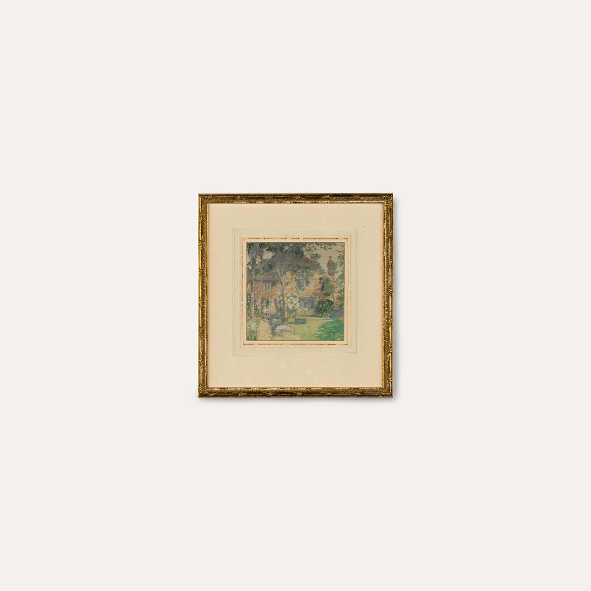 Edward Walker (1879-1955) - Framed Coloured Pencil Drawing, Waiting at The Door For Sale 1