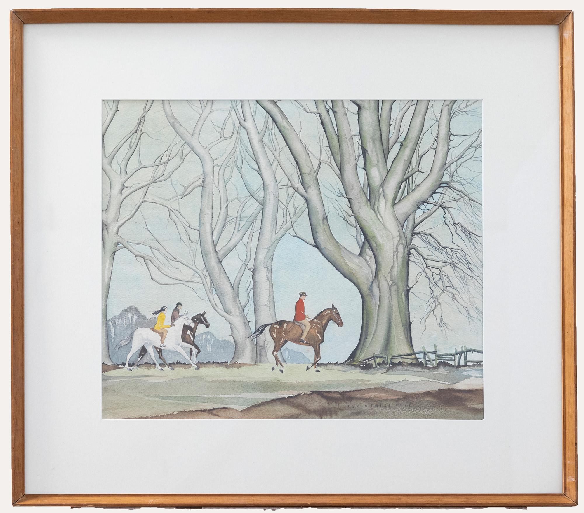 Unknown Landscape Art - Edwin Twiss - Framed 1977 Watercolour, A Glorious Gallop